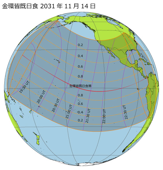 2031年11月14日 金環皆既日食