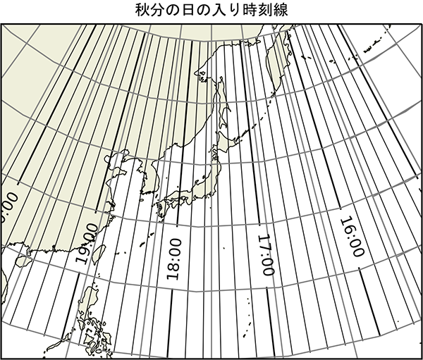 秋分の日の出時刻線