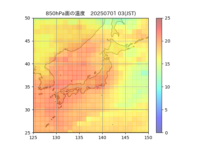 850hPa面の温度