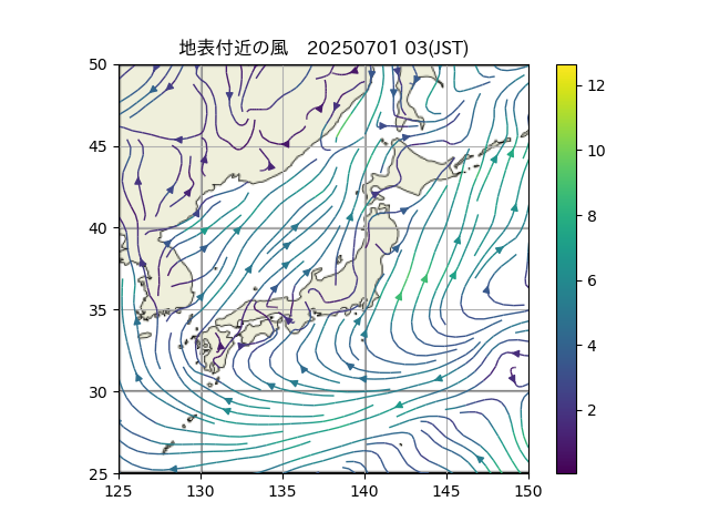 地表付近の風