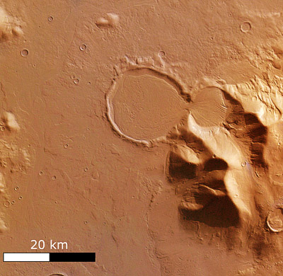 'Hourglass' crater[ESA/DLR/FU Berlin (G. Neukum)]