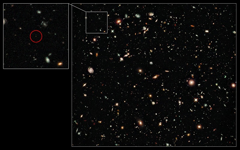 HSTƤǱζUDFy-38135539[NASA, ESA, G. Illingworth (UCO/Lick Observatory and University of California, Santa Cruz) and the HUDF09 Team]