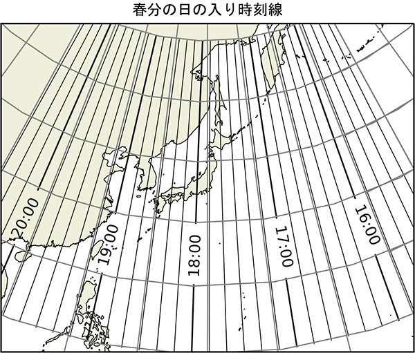 春分の日の出時刻線