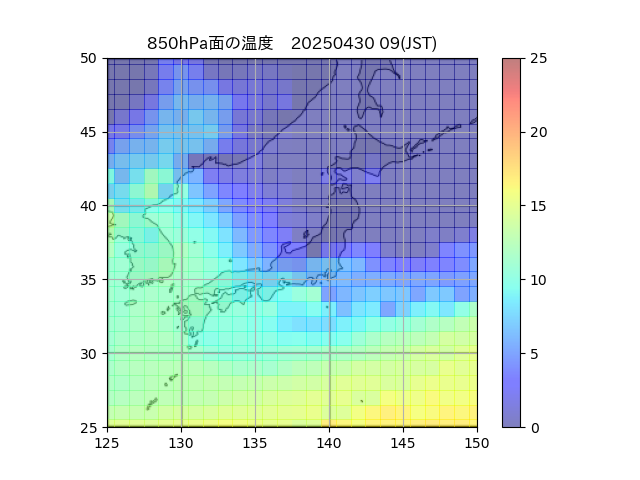 850hPa面の温度